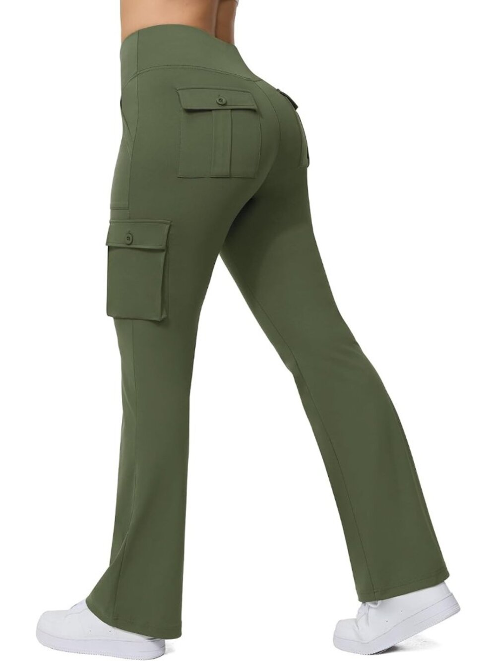 High-Waisted Yoga Flare Leggings with 6 Pockets | Comfortable Cargo Pants